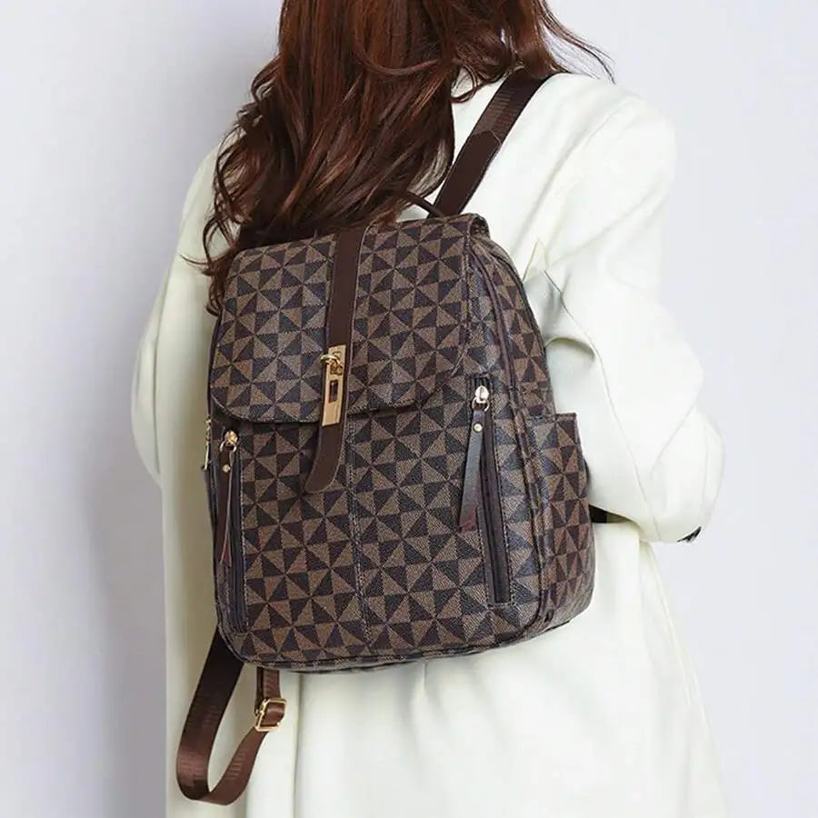 Retro Leather Backpack With Organizer For Travel And Everyday Use