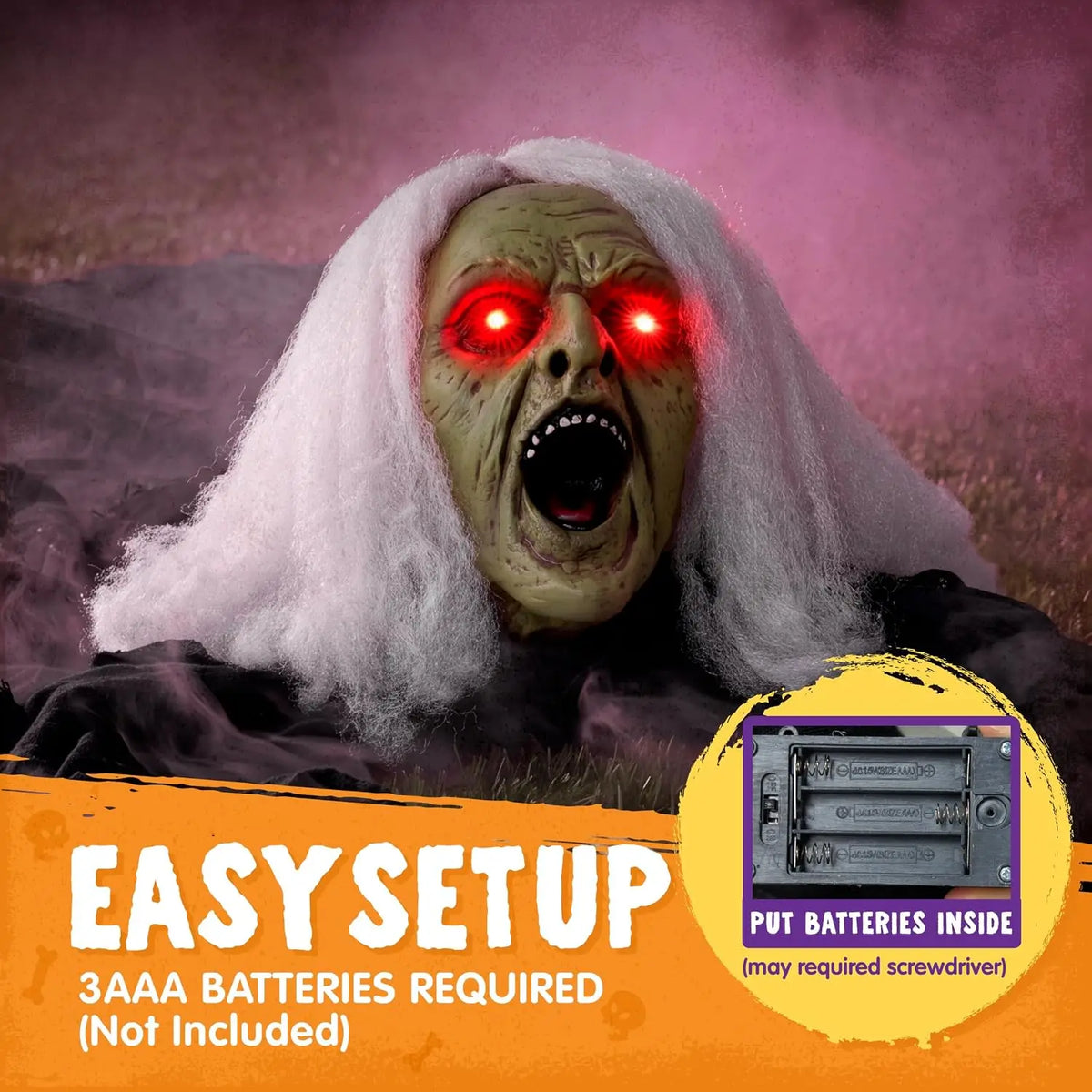 Joyfy Zombie Witch Halloween Decoration With Sound And Lighted Eyes
