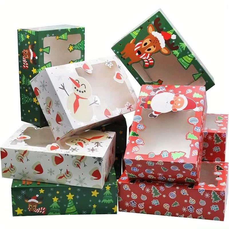 Joyfy Christmas Foil Treat Gift Boxes With Window For Cookies