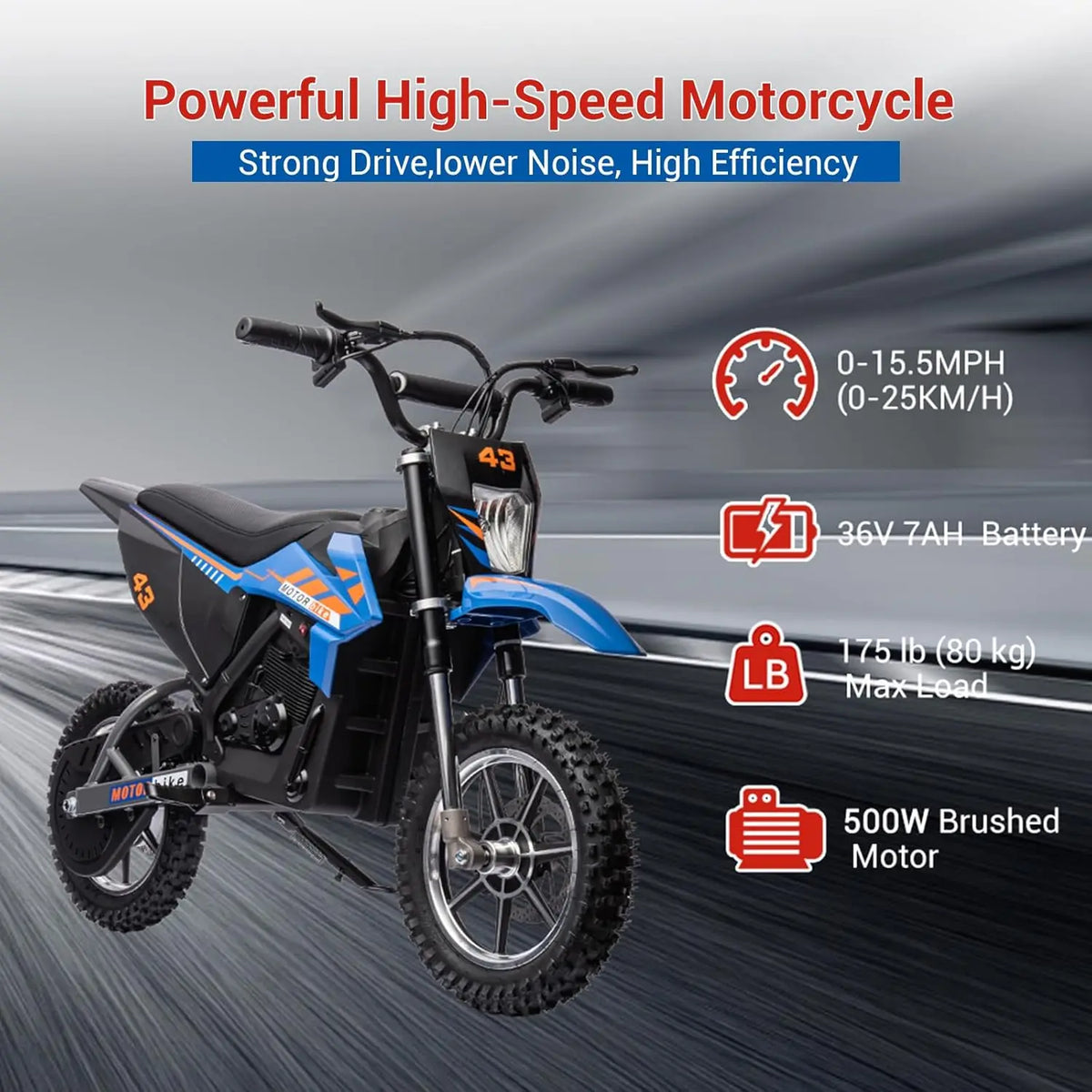 HiMISS Electric Off Road Ride On Motorcycle With 350W Motor