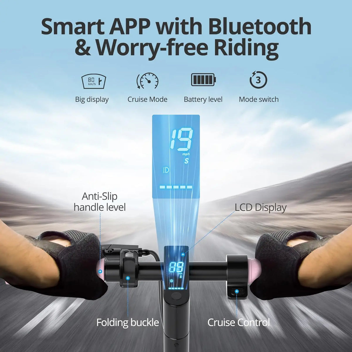 AOVOPRO Electric Scooter With 350W Motor And Rear Drum Brake