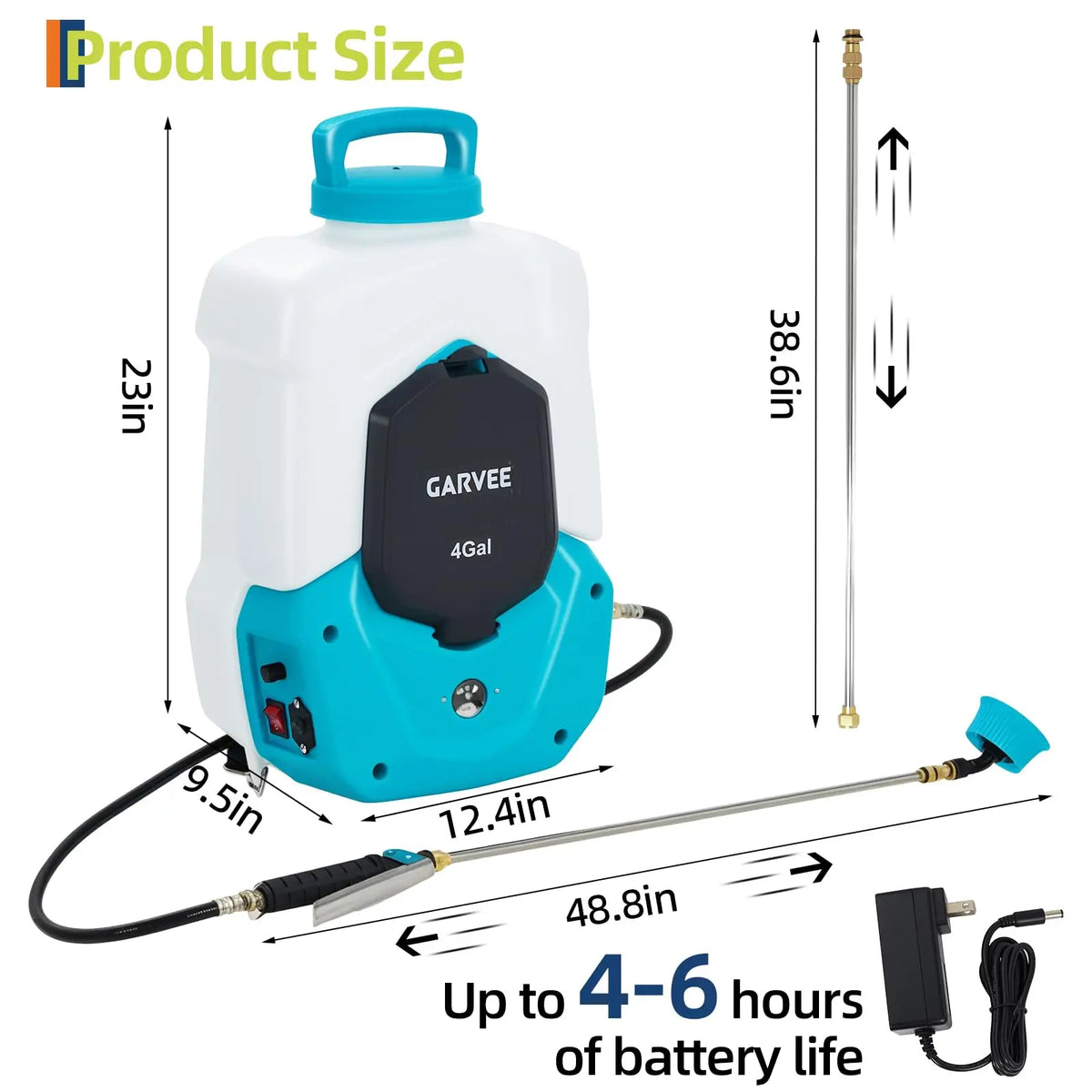 HiMISS Battery Powered Backpack Sprayer With Adjustable Pressure