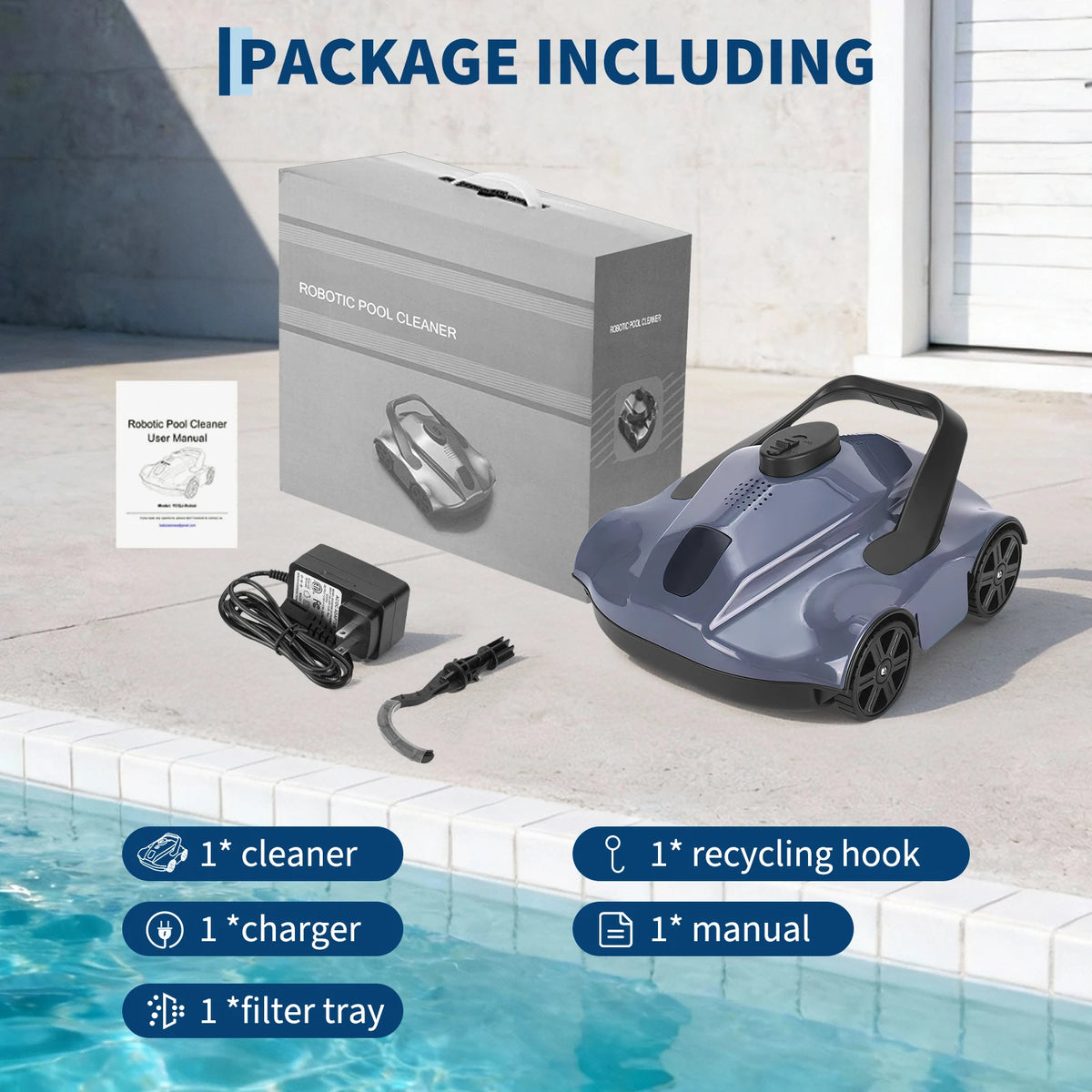 Cordless Robotic Pool Cleaner With Self Parking And Efficient Filtration