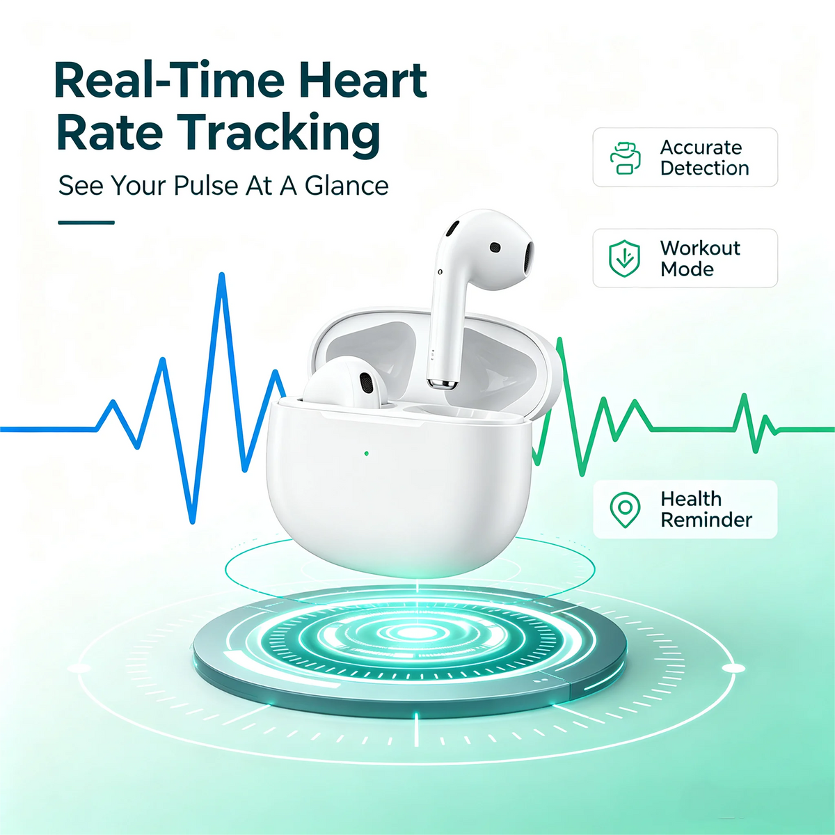 ZZLOVE Wireless Heart Rate Monitor Bluetooth Noise Cancelling Sport Earbuds