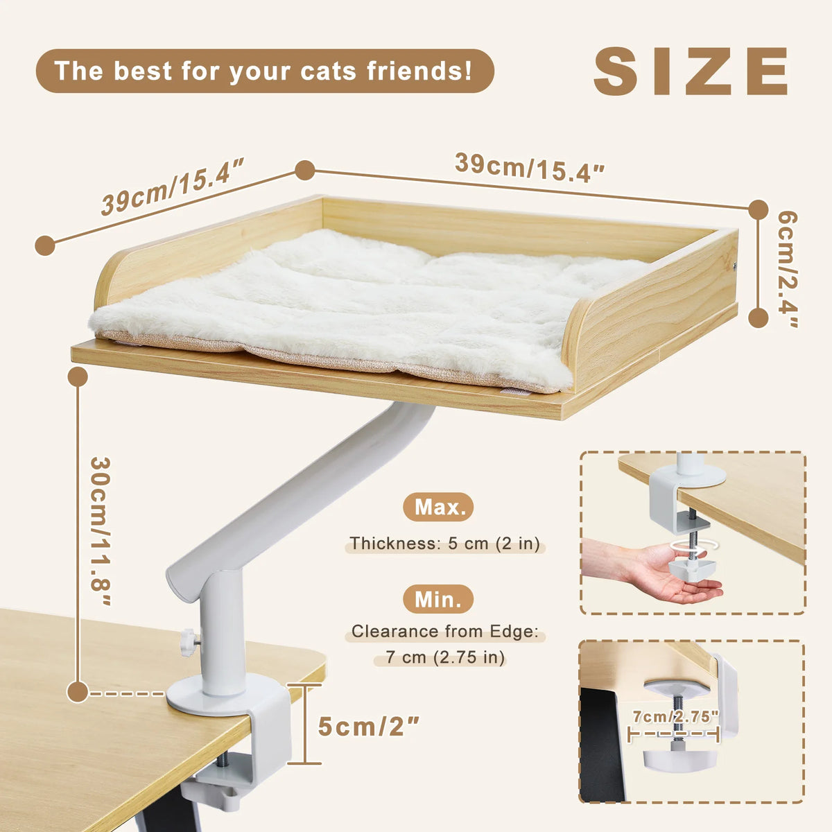 PAWZ Road Rotatable Cat Desk Bed With Adjustable Hammock Stand