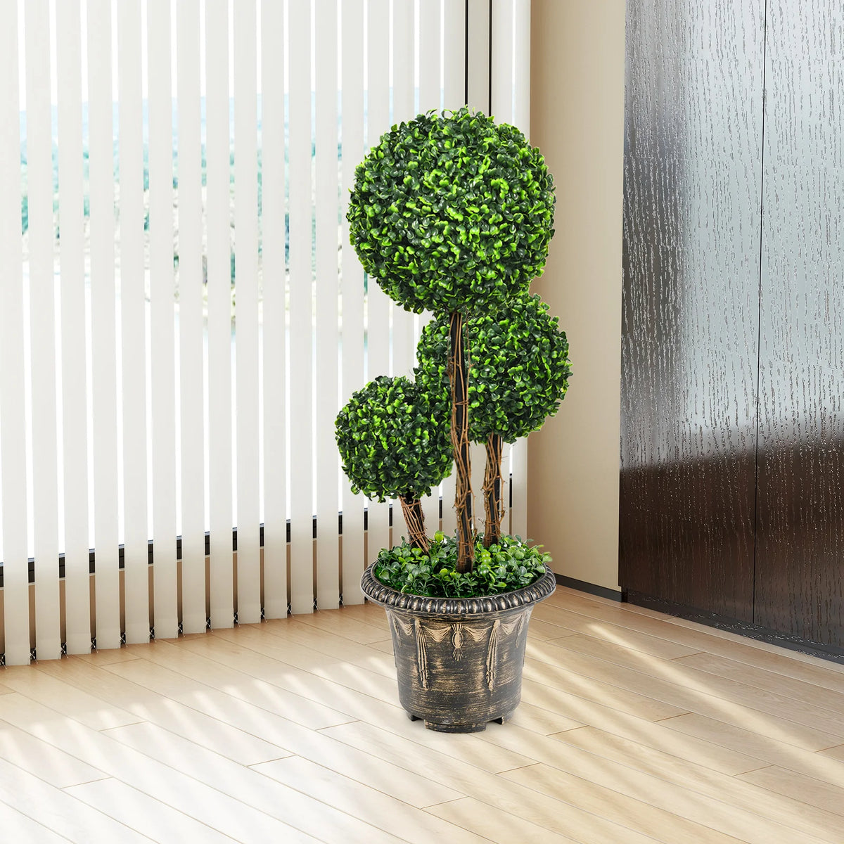 LIFEZEAL Artificial Triple Ball Topiary Tree Indoor Outdoor UV Resistant
