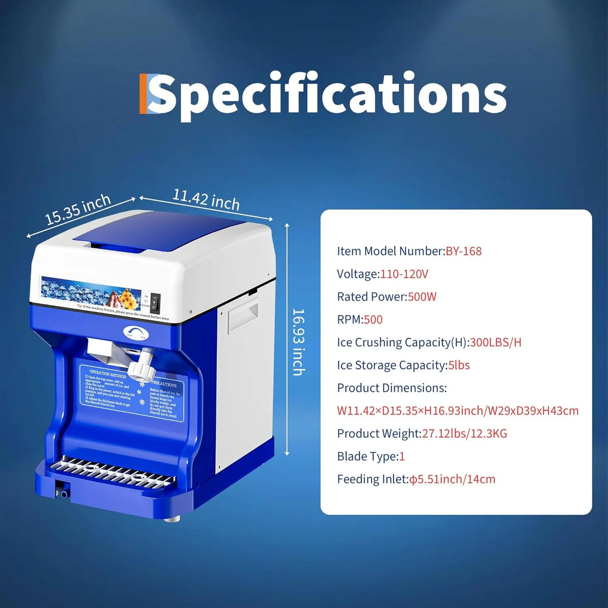 Commercial Electric Ice Shaver Crusher for Snow Cones and Desserts