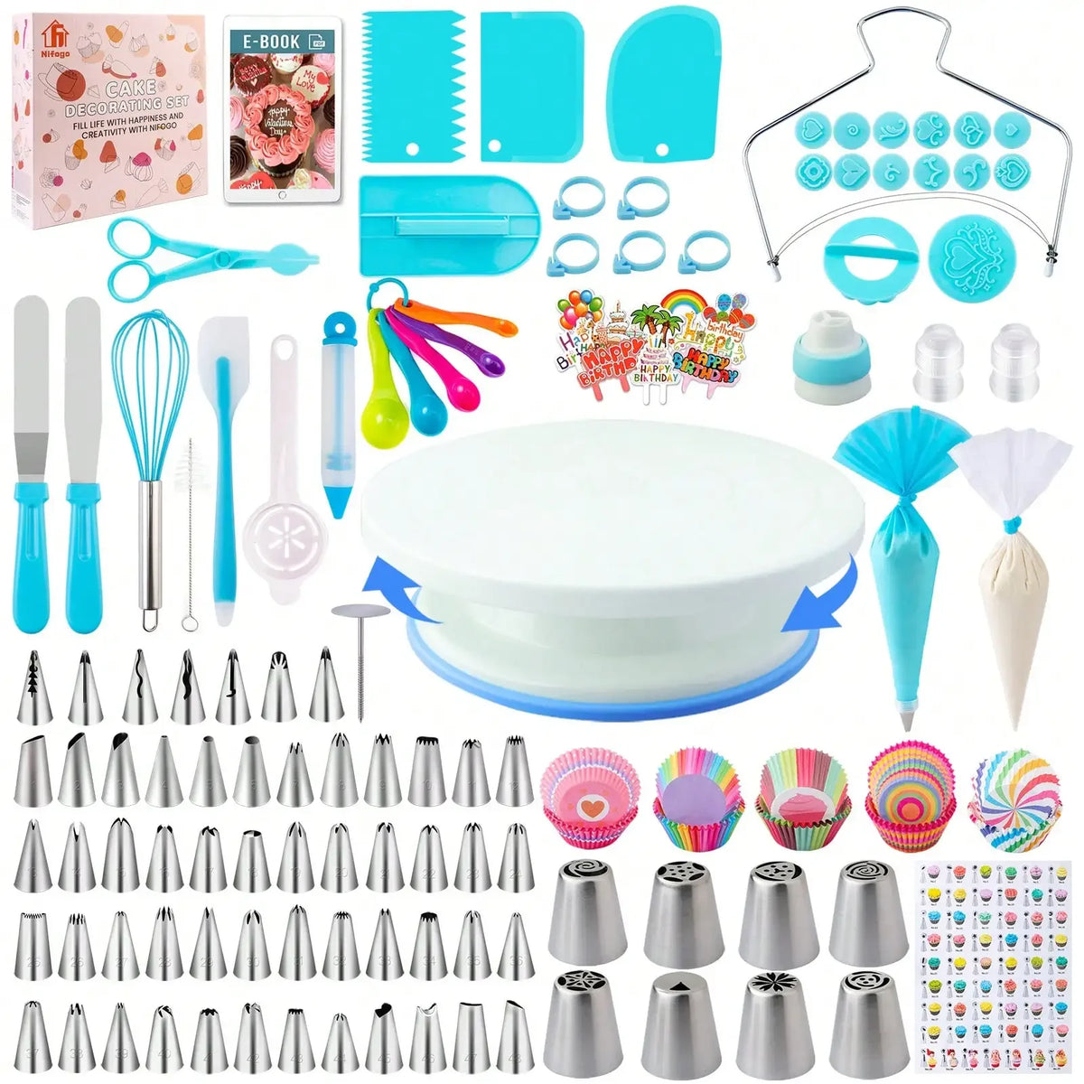 Nifogo Beginner Cake Decorating Set With Turntable And Icing Tools