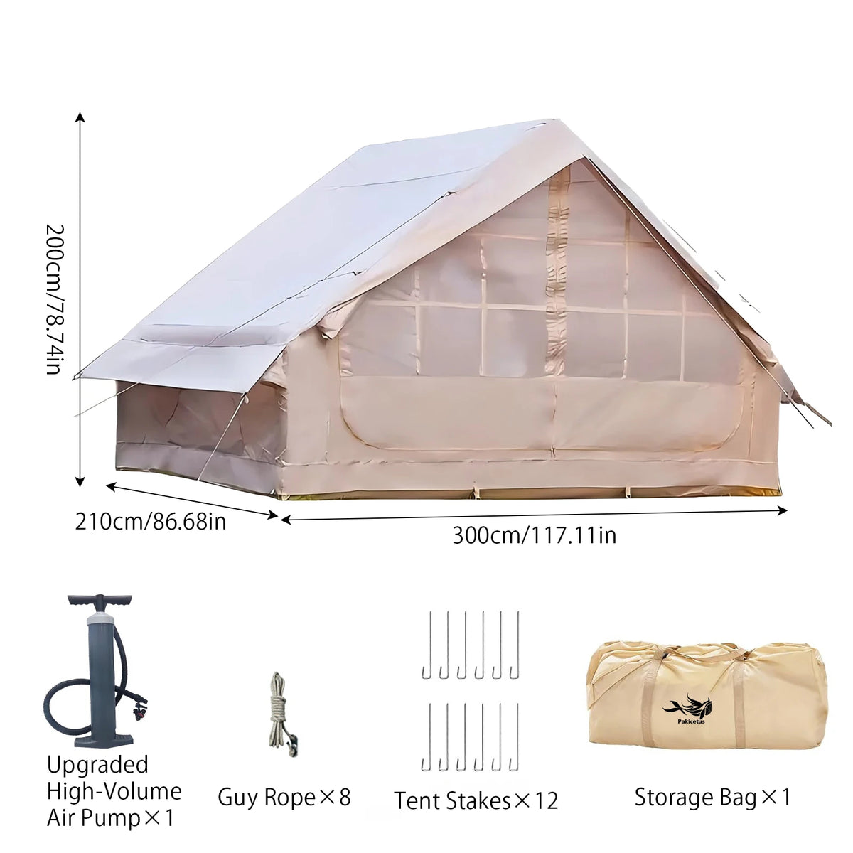 Pakicetus Inflatable Camping Tent With Skylight And Quick Setup