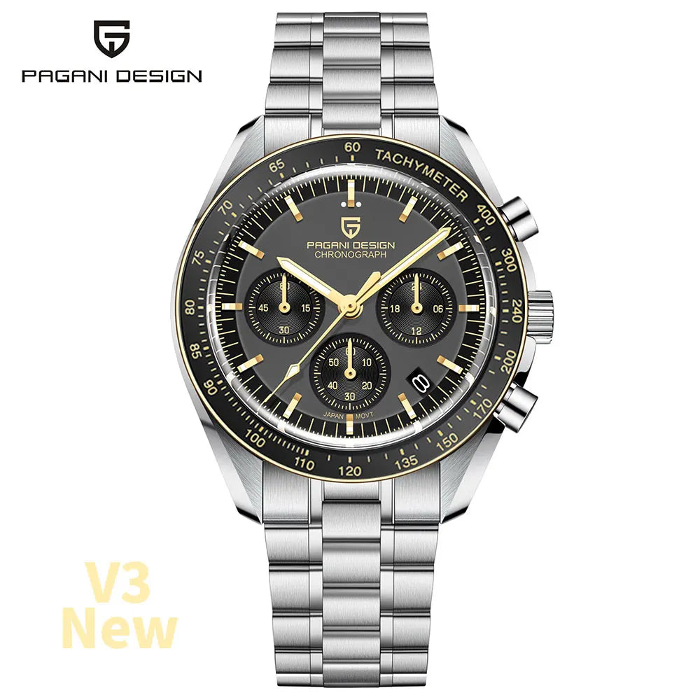 PAGANI DESIGN Men's Quartz Chronograph Sport Watch With Sapphire Glass