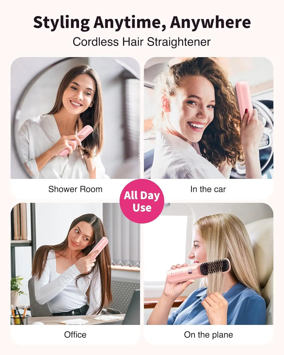 BOPCAL Cordless Hair Straightening Comb Fast Heat Ionic Frizz Control