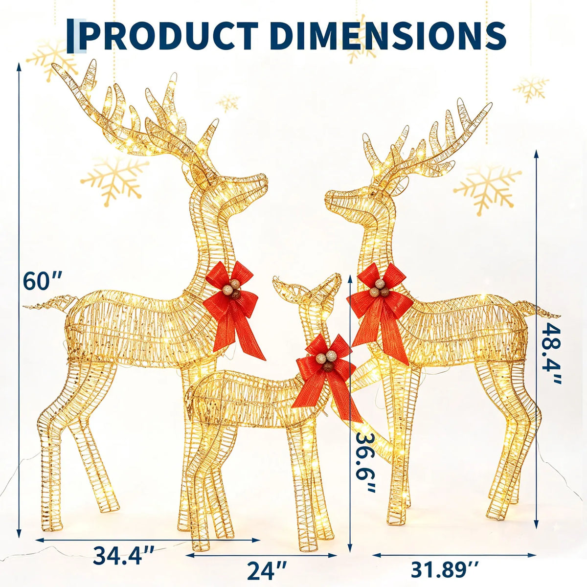 Lighted Christmas Deer Family Outdoor Decoration Set With LED Lights