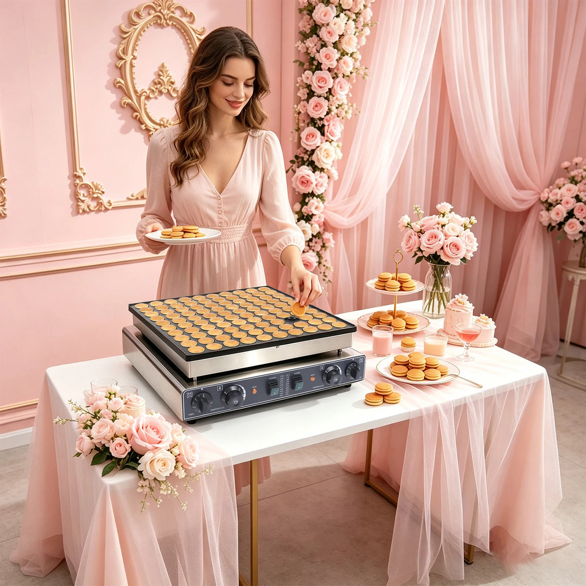 Sweetmile Commercial Mini Pancake Maker With Dual Zone Temperature Control
