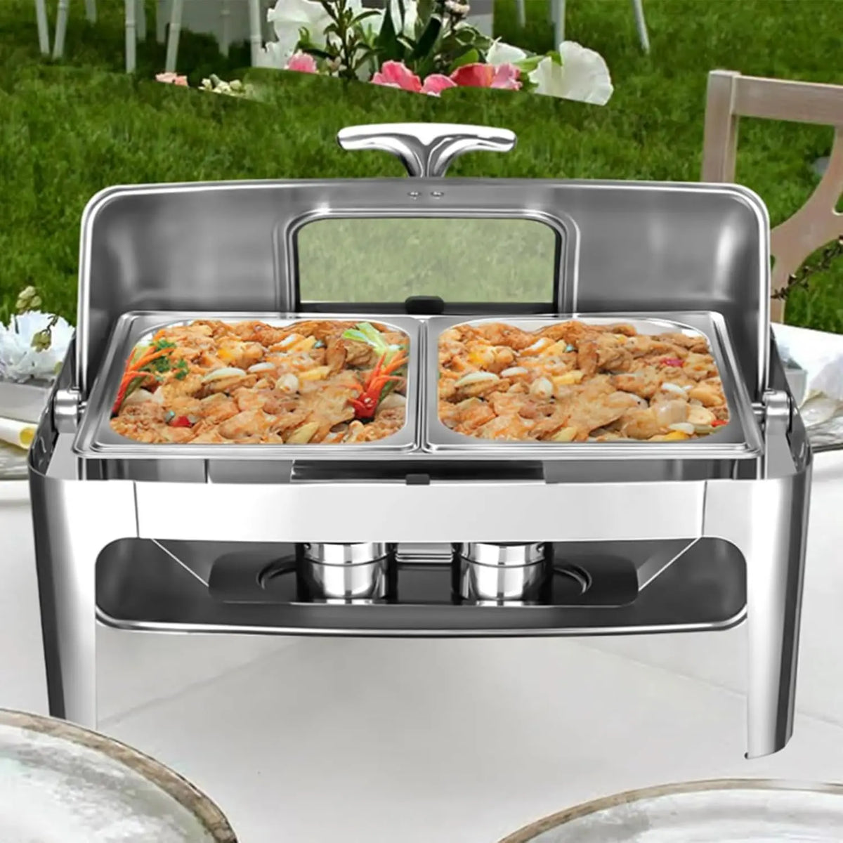 HiMISS Stainless Steel Roll Top Chafing Dish Buffet Food Warmer