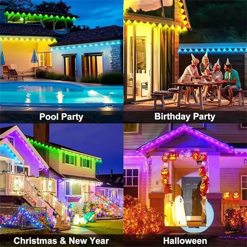 RGBIC Permanent Outdoor LED Eave Lights With App Music Sync