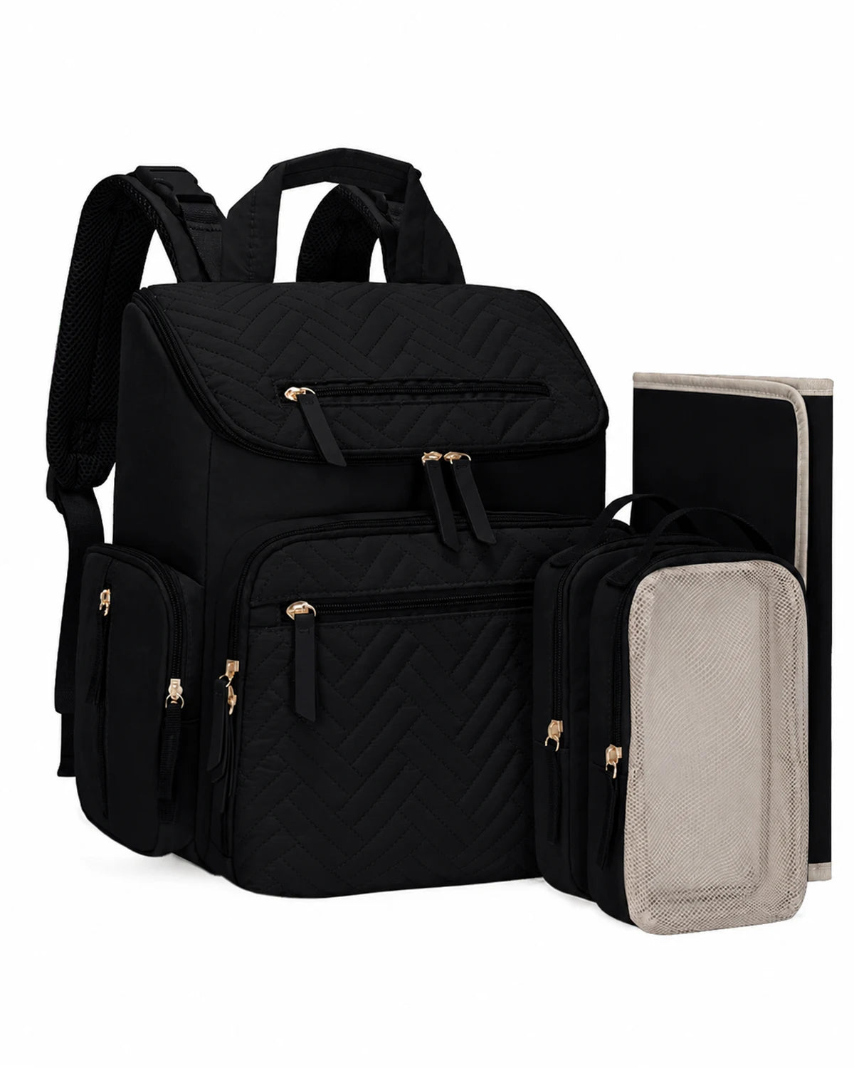 Kabaqoo Waterproof Diaper Backpack With Changing Pad And Organizer Pouches