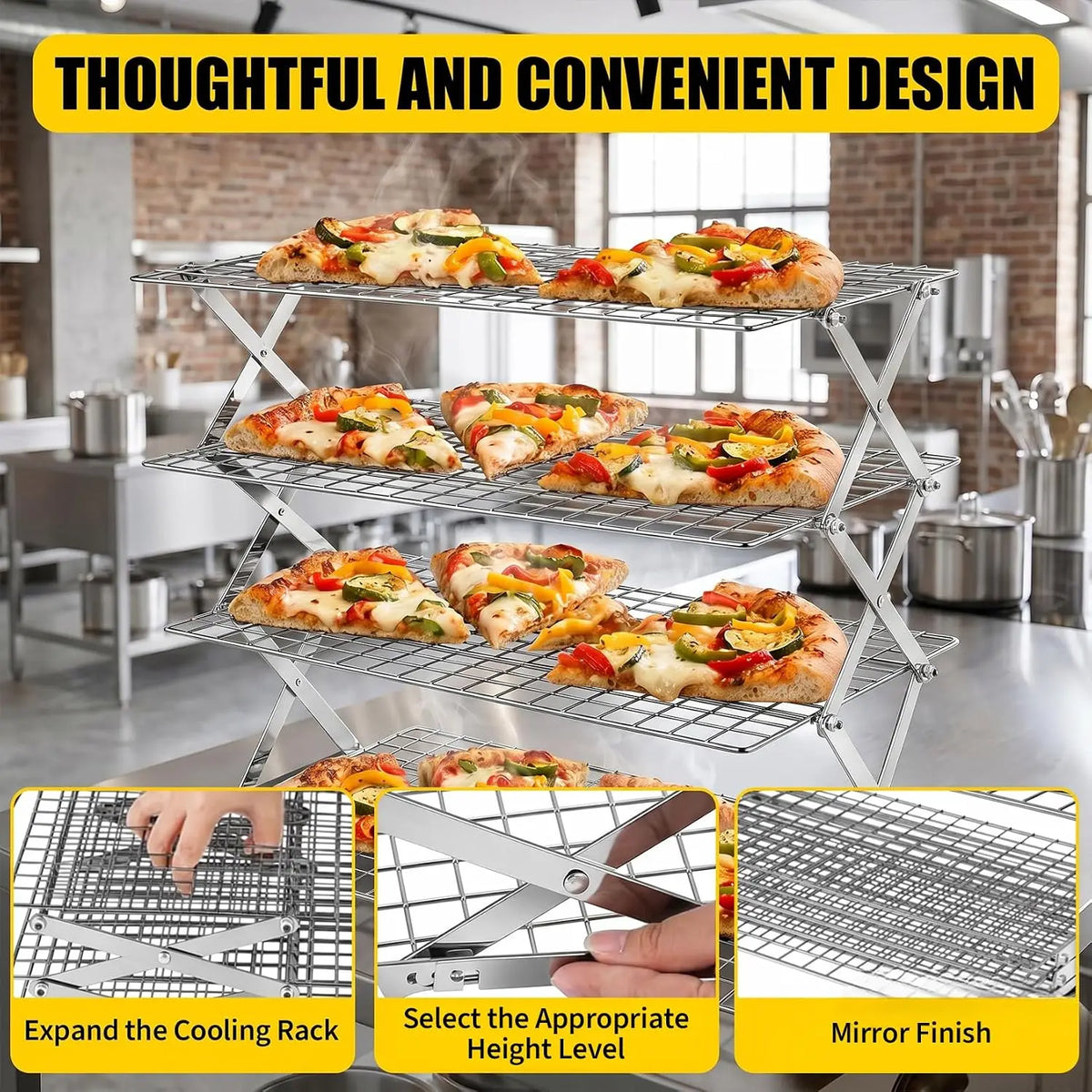 Garvee Foldable Multi Tier Stainless Steel Baking Cooling Rack