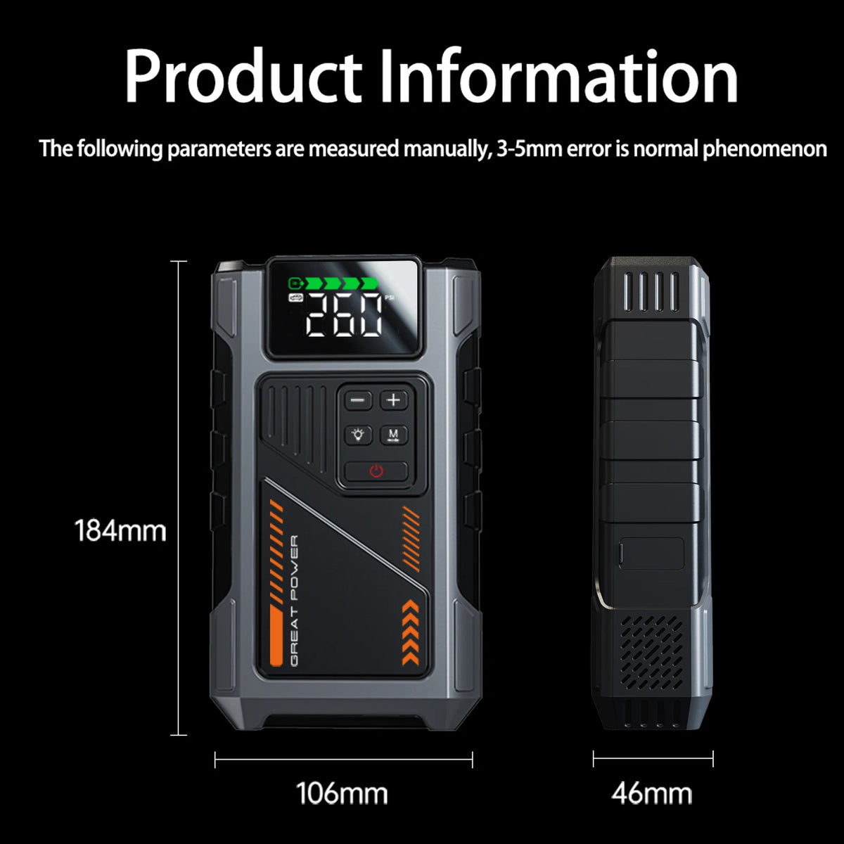 Geeneu Car Jump Starter With Air Compressor And Tire Inflator