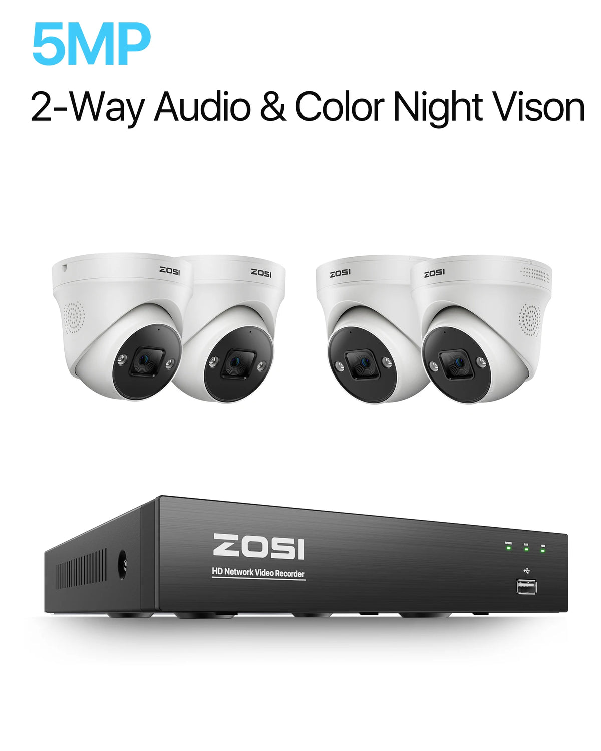 ZOSI 8MP PoE Camera System AI Detection And Night Vision