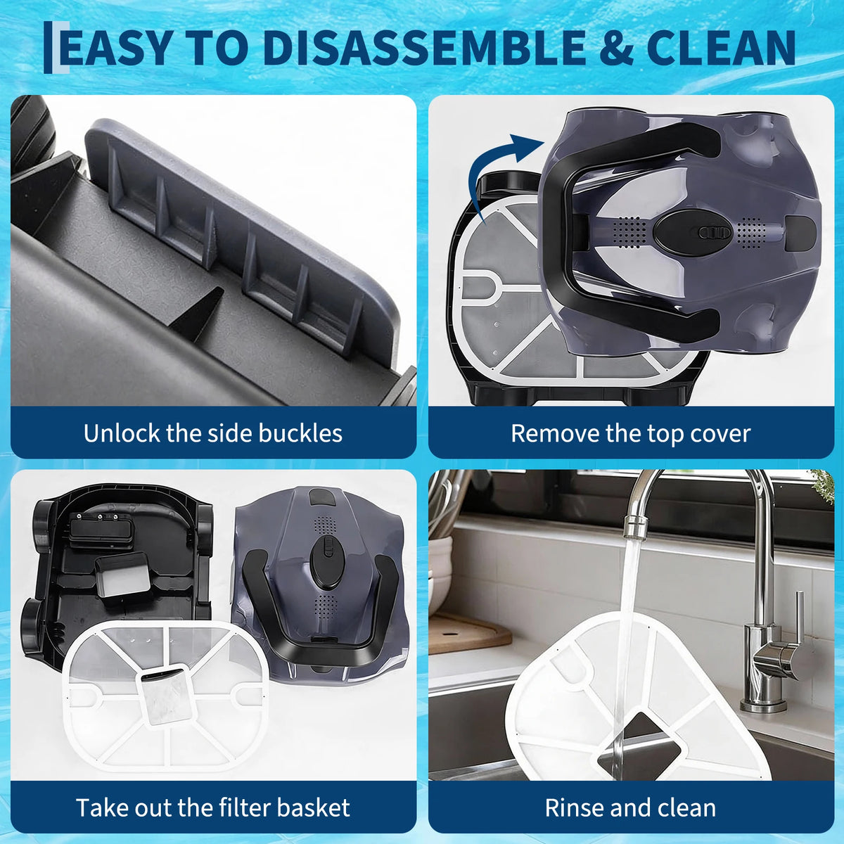 Cordless Robotic Pool Cleaner With Self Parking And Efficient Filtration