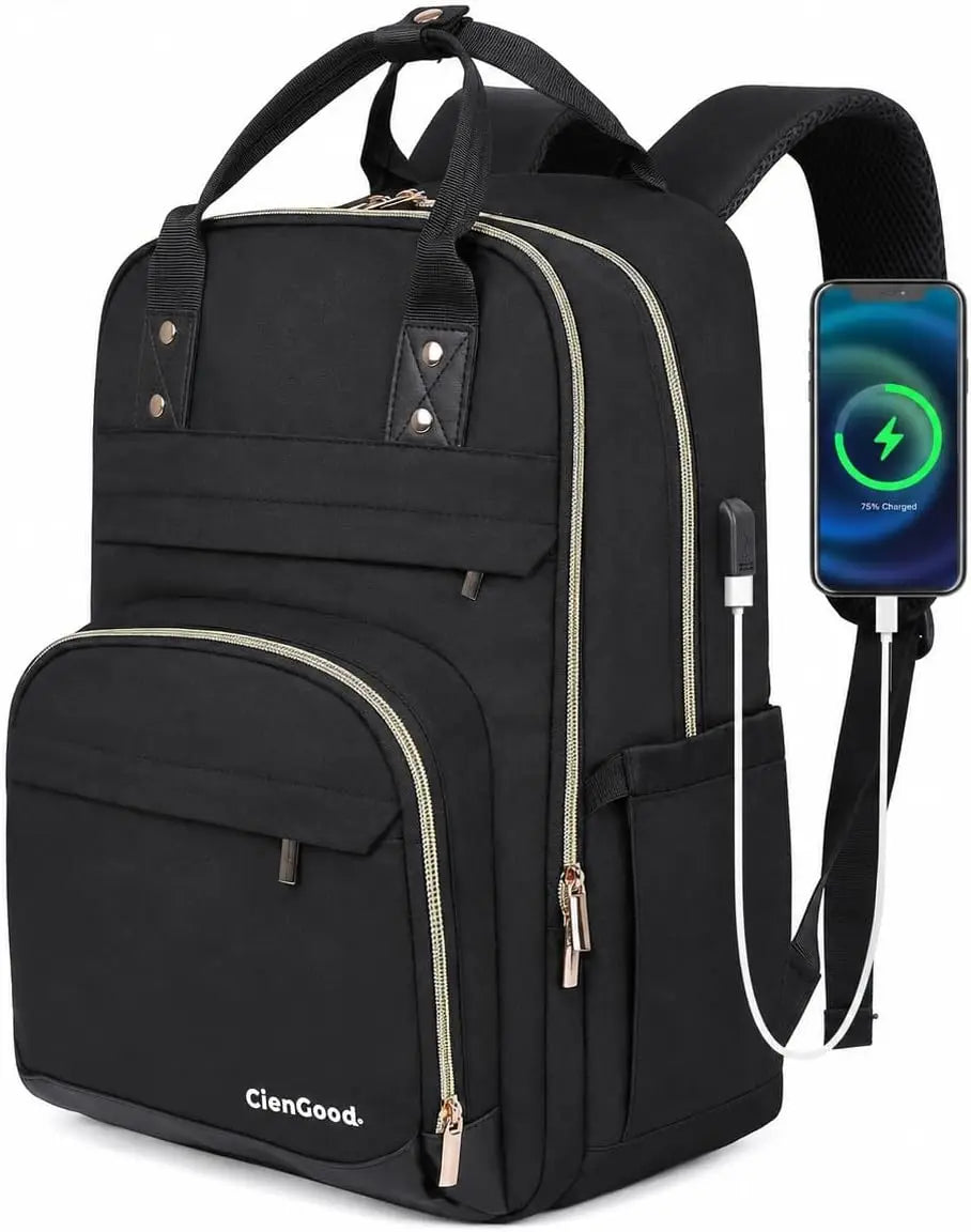 Stylish Laptop Backpack With USB Charging Port And Travel Storage