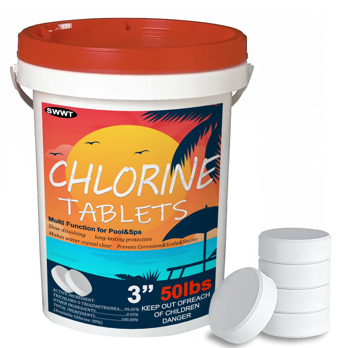 Stabilized Slow Dissolving Chlorine Tablets for Swimming Pools