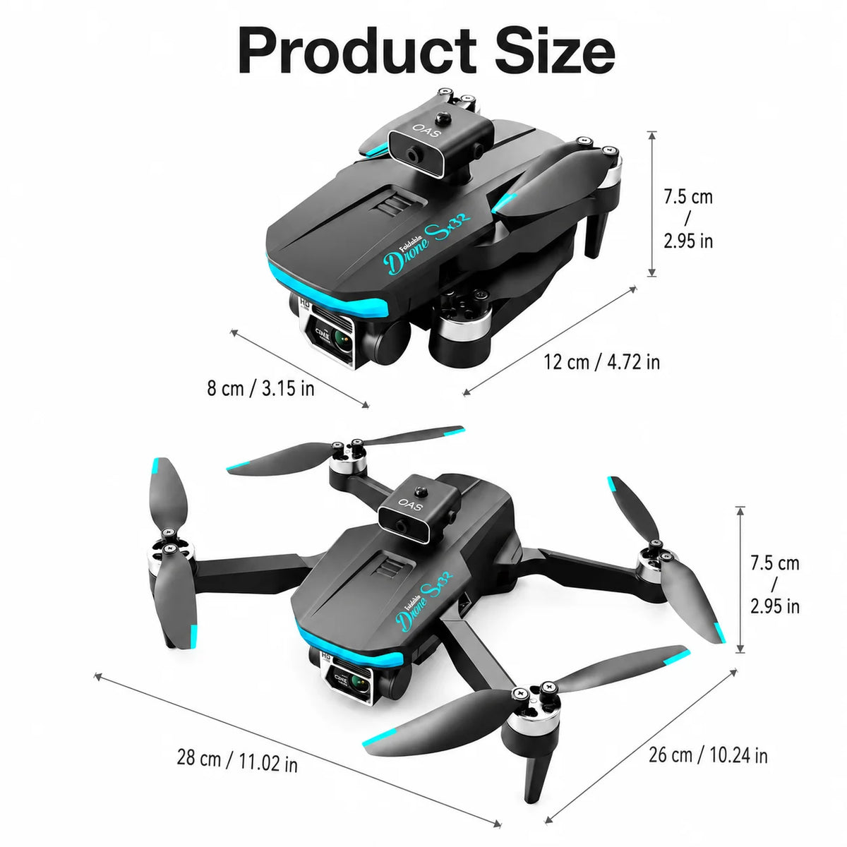 ZNLYRION Dual Camera Foldable RC Drone With Optical Flow Hover