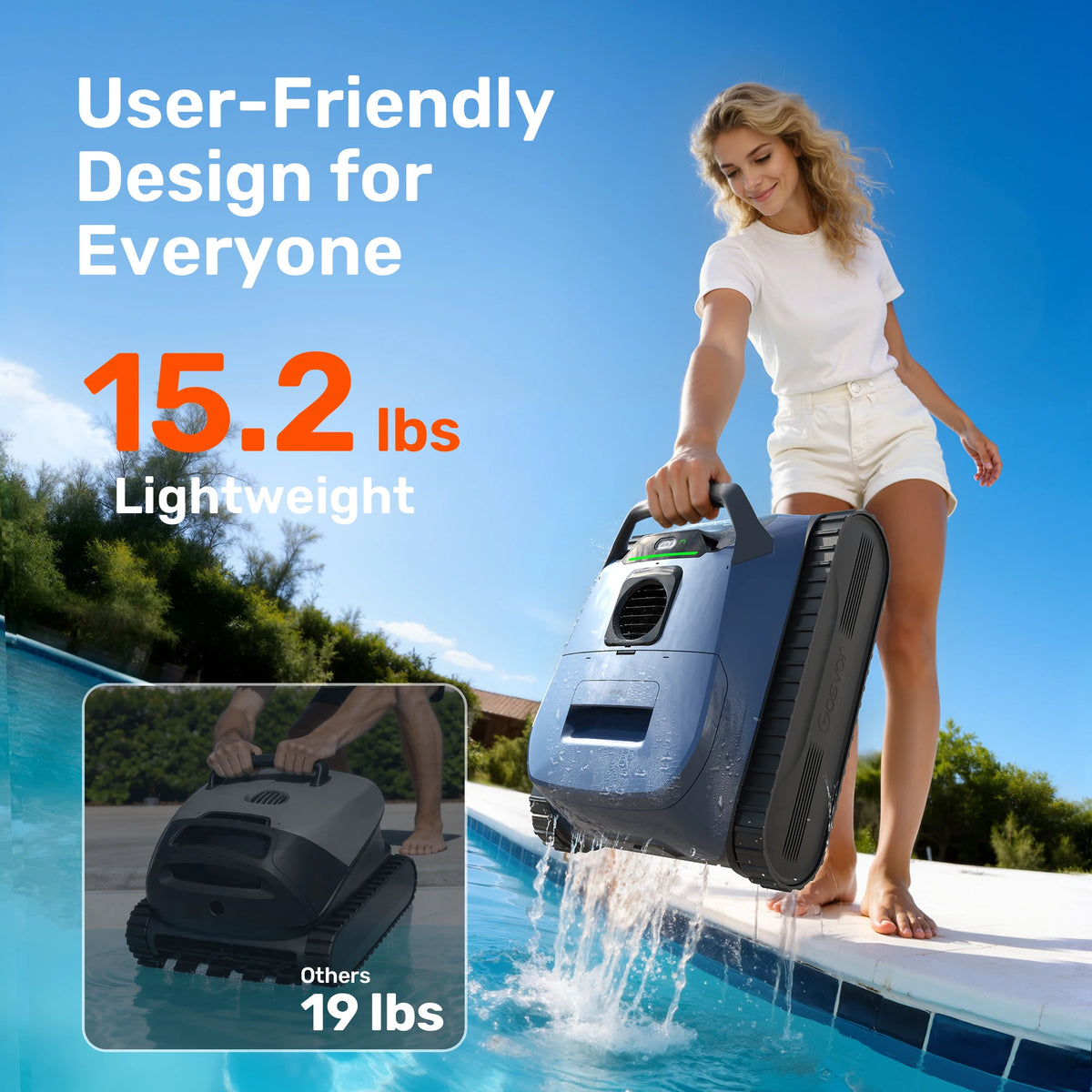 GOSVOR LiteVac G1 Robotic Pool Vacuum With Wall Cleaning