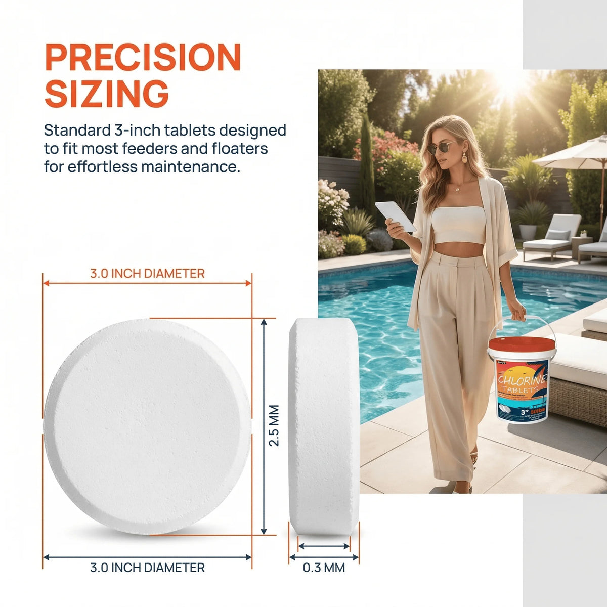 Slow Dissolving Stabilized Chlorine Tablets for Swimming Pools