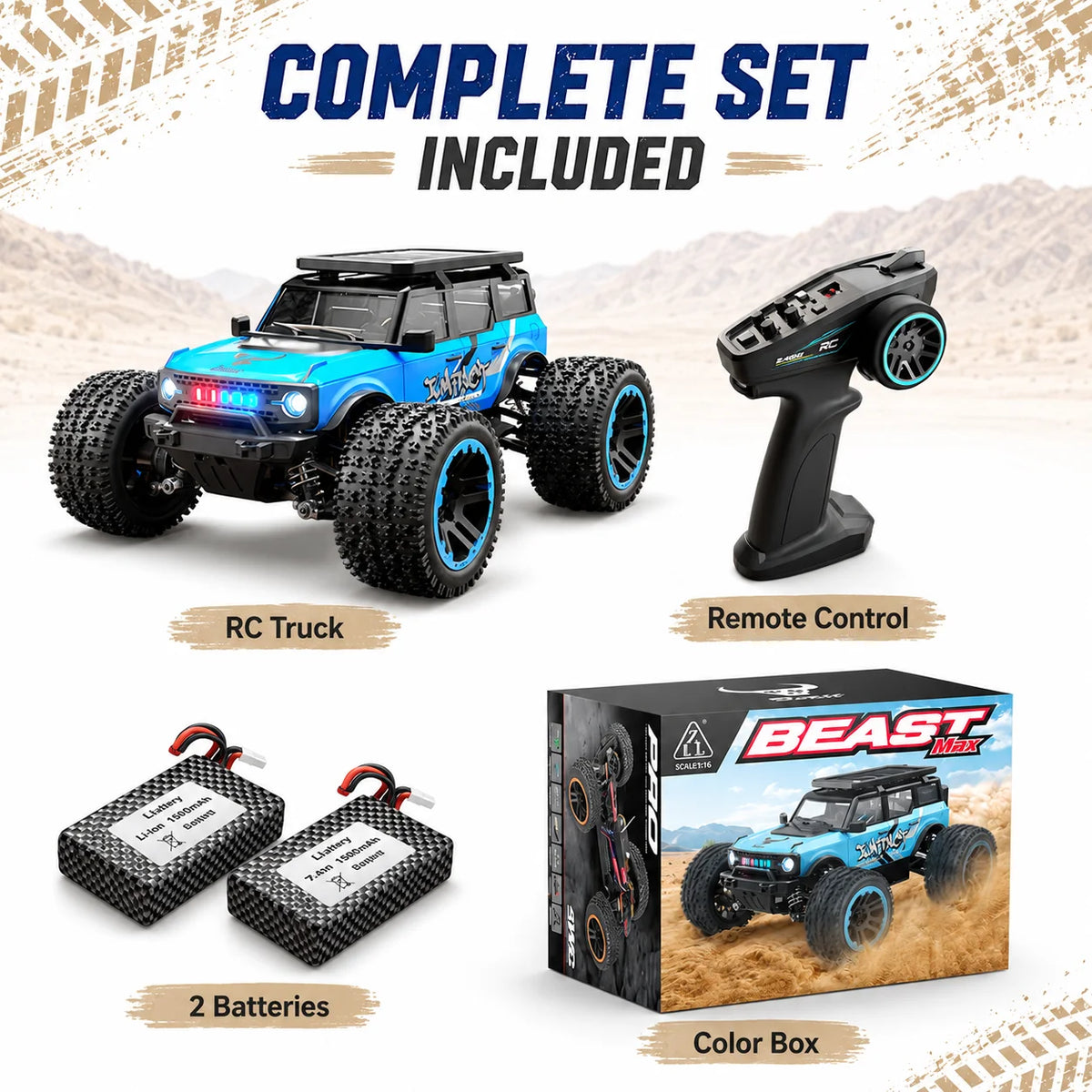 ZNLYRION 4WD Remote Control Off Road Truck With LED Lights