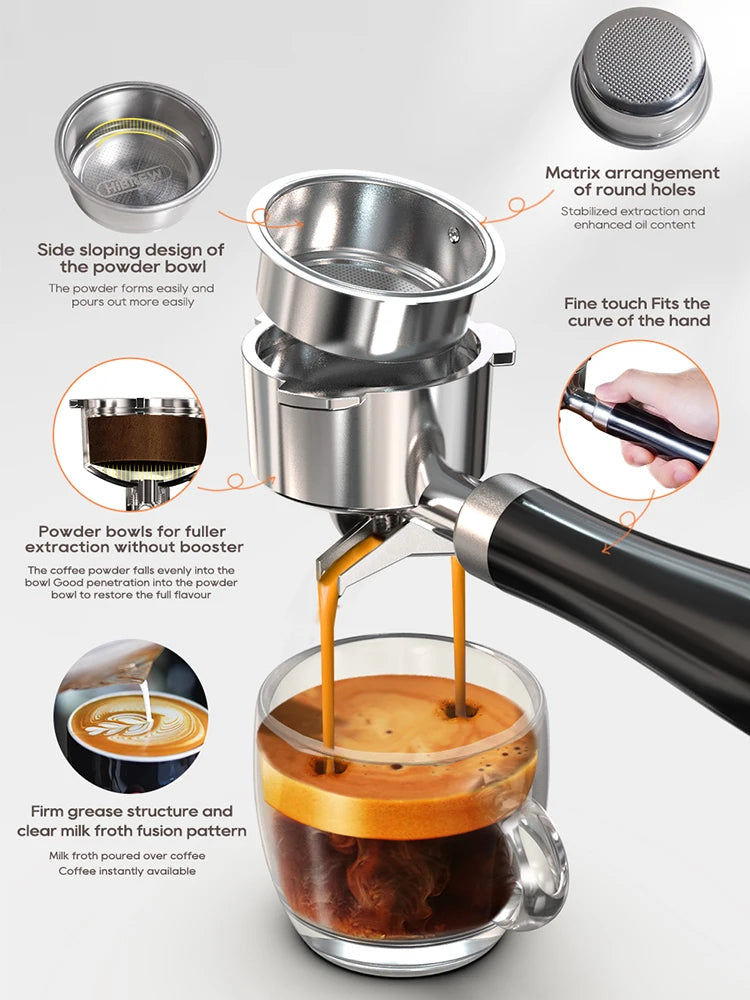 HiBREW 20 Bar Semi Automatic Espresso Machine With Adjustable Temperature