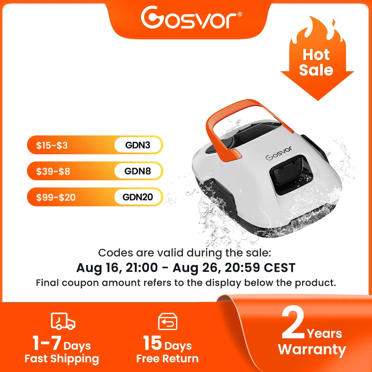 Gosvor Cordless Robotic Pool Vacuum For Above Ground Pools