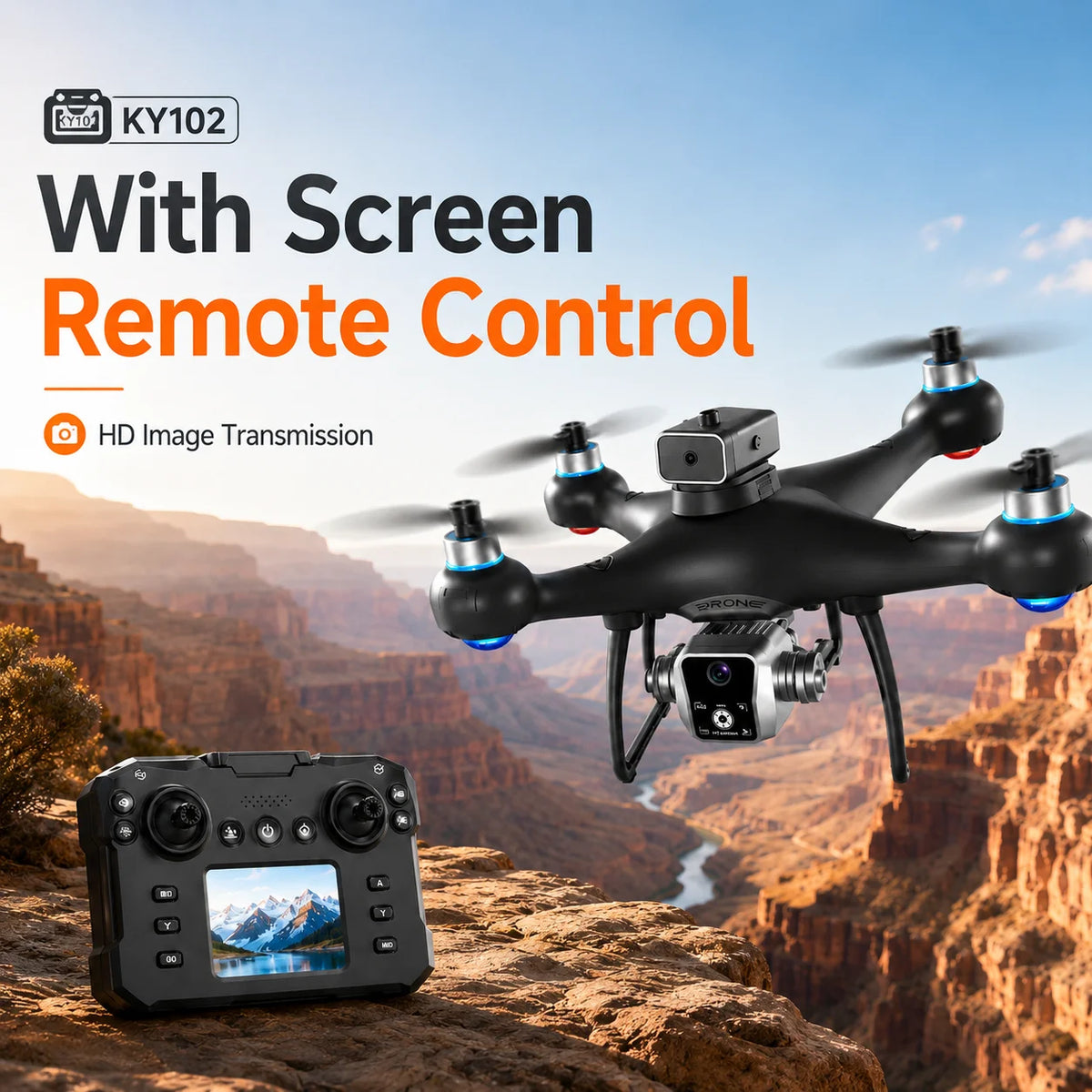 ZNLYRION Brushless Drone With Screen Remote and Dual HD Cameras