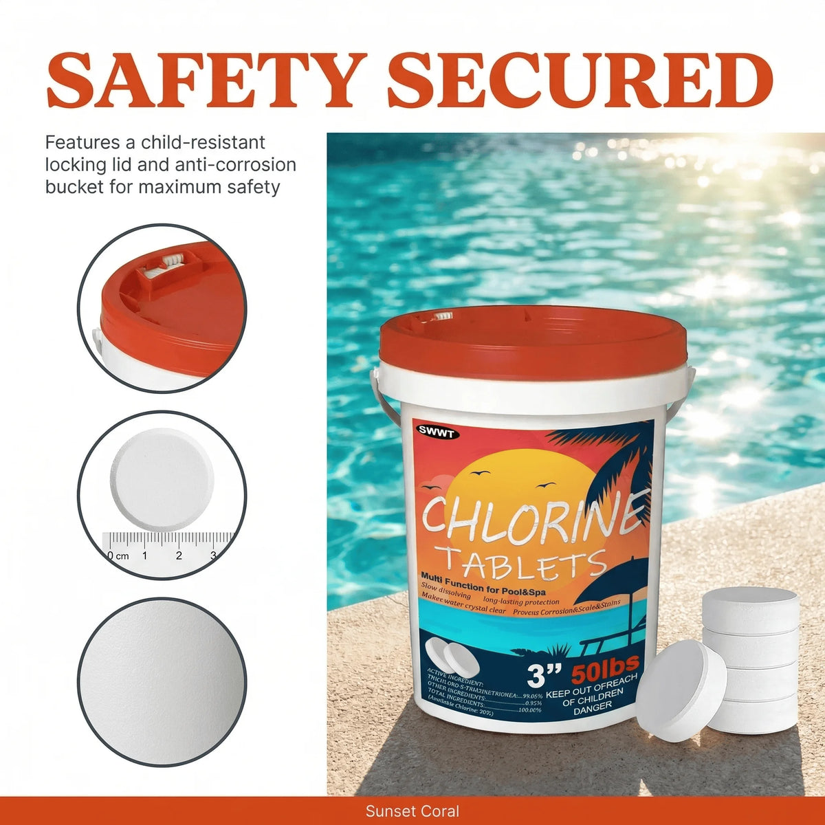 Stabilized Slow Dissolving Chlorine Tablets for Swimming Pools