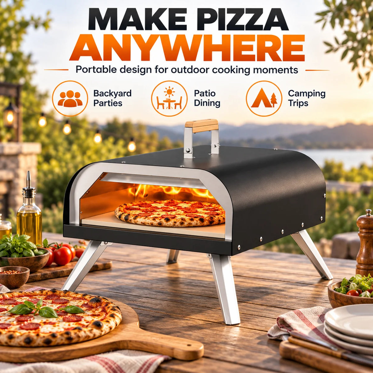 Portable Outdoor Propane Pizza Oven With Pizza Stone