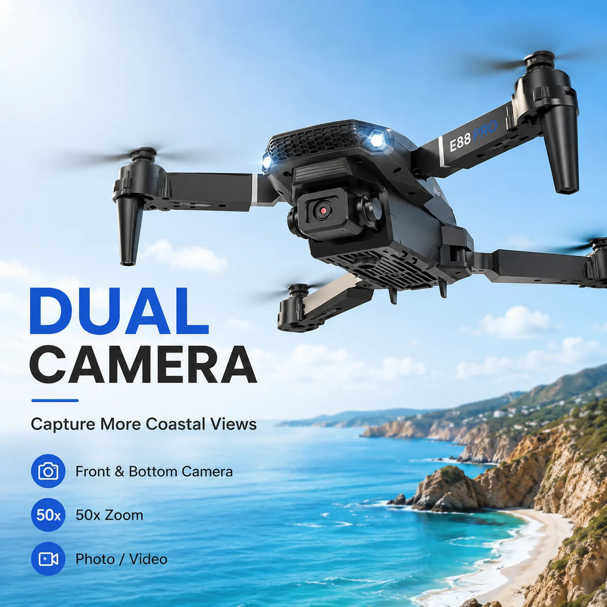 ZNLYRION 4K Dual Camera Foldable FPV Drone With Altitude Hold