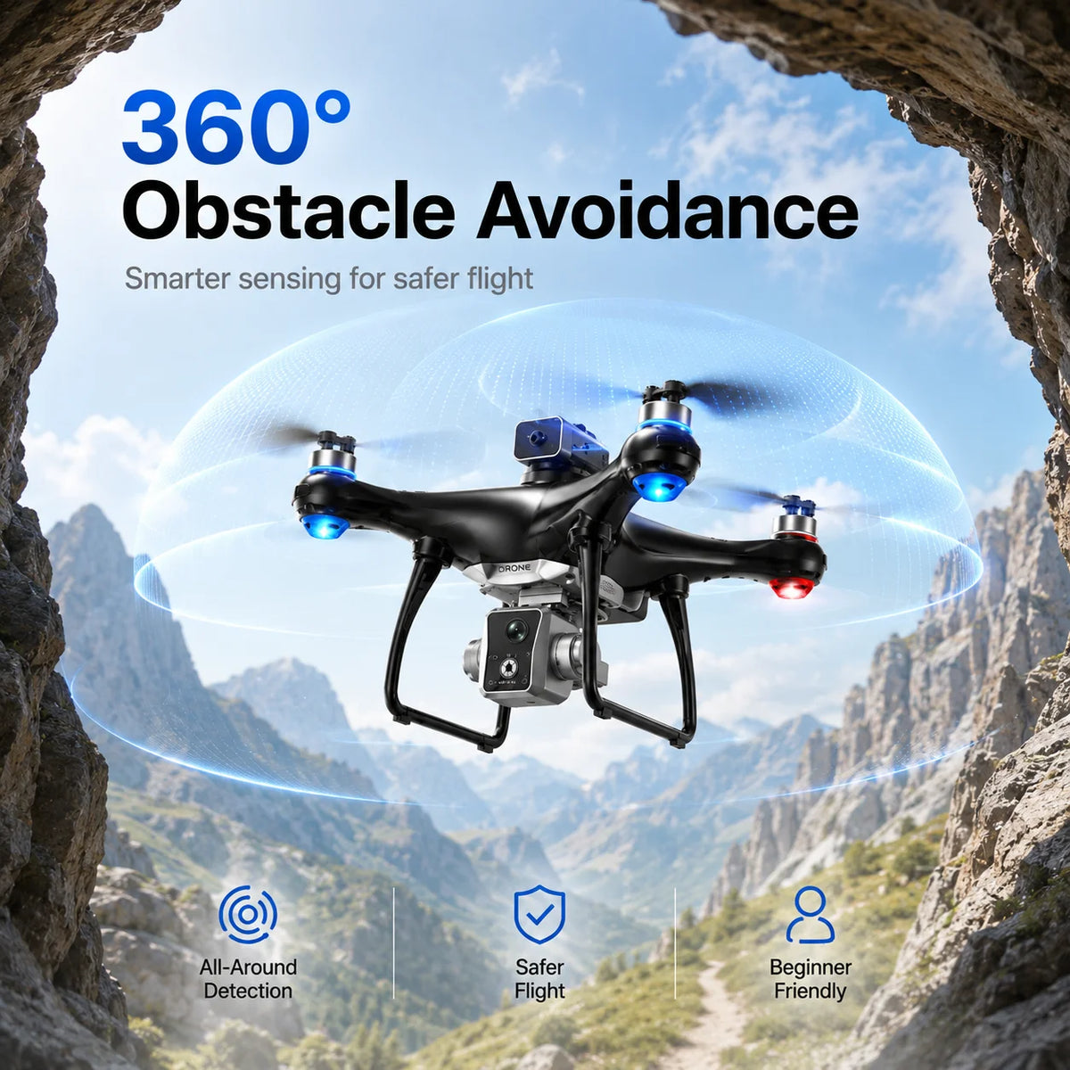 ZNLYRION Brushless Drone With Screen Remote and Dual HD Cameras