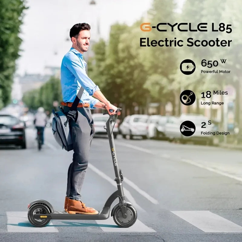 G-CYCLE Electric Scooter With 650W Motor, Folding Design And Dual Brakes