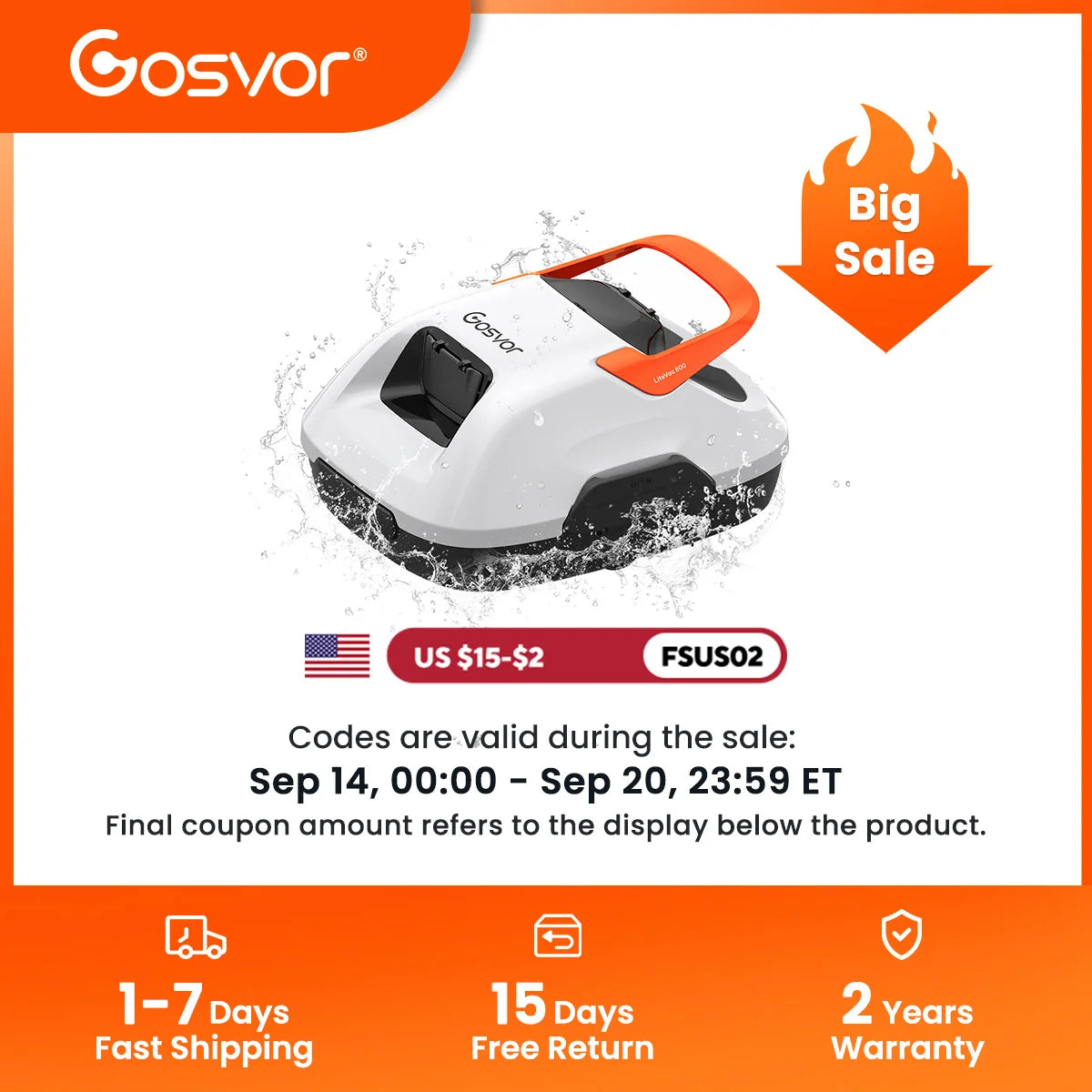 GOSVOR Cordless Robotic Pool Cleaner With Dual Cleaning Modes