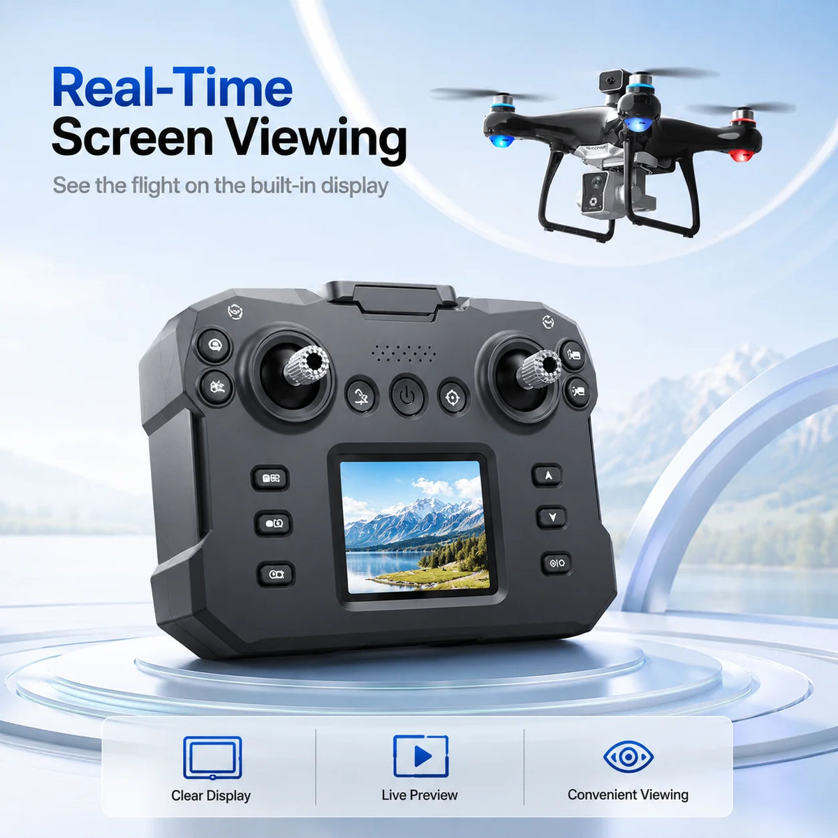 ZNLYRION Brushless Drone With Screen Remote and Dual HD Cameras