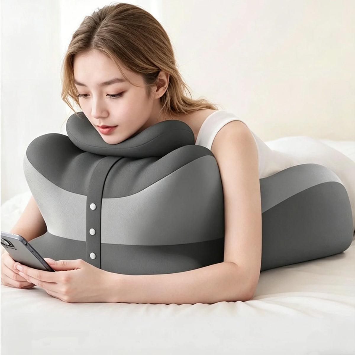 Ergonomic Memory Foam Reading Pillow With Removable Headrest For Bed Comfort
