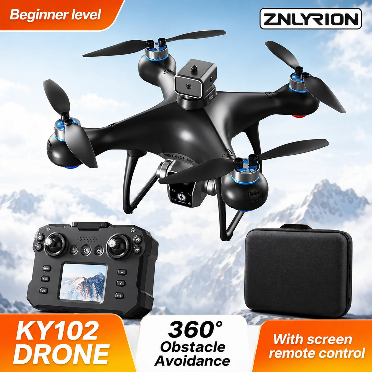 ZNLYRION Brushless Drone With Screen Remote and Dual HD Cameras