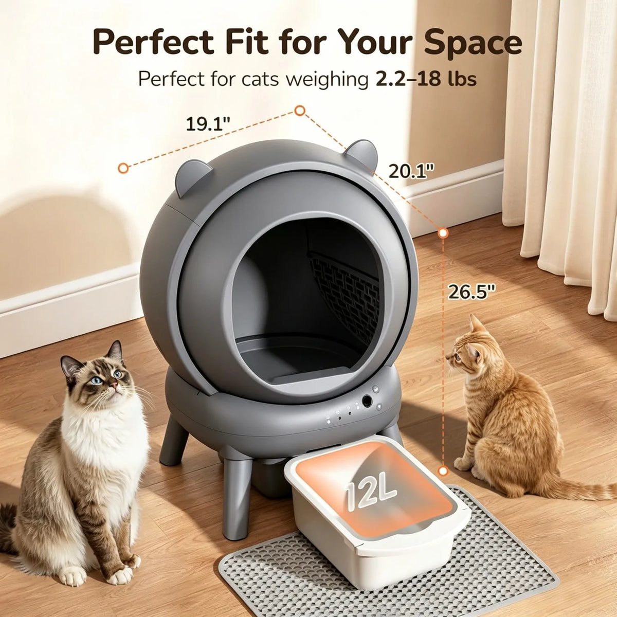 Cumrige Automatic Self Cleaning Cat Litter Box Smart App Control