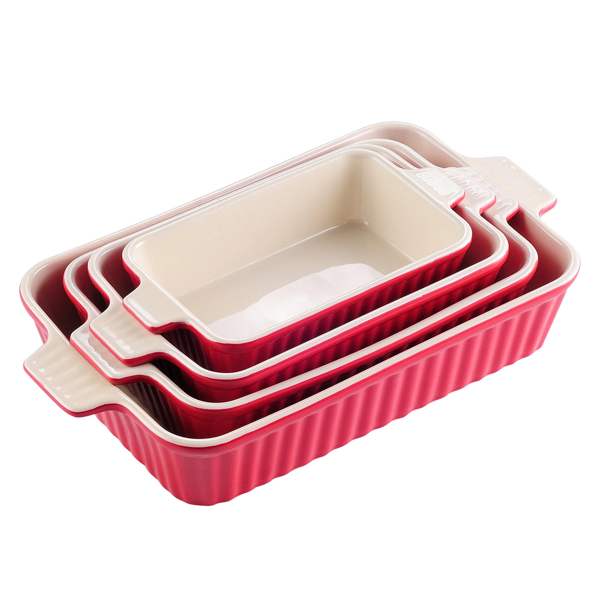 MALACASA Ceramic Baking Dish Set With Handles For Casseroles and Pies