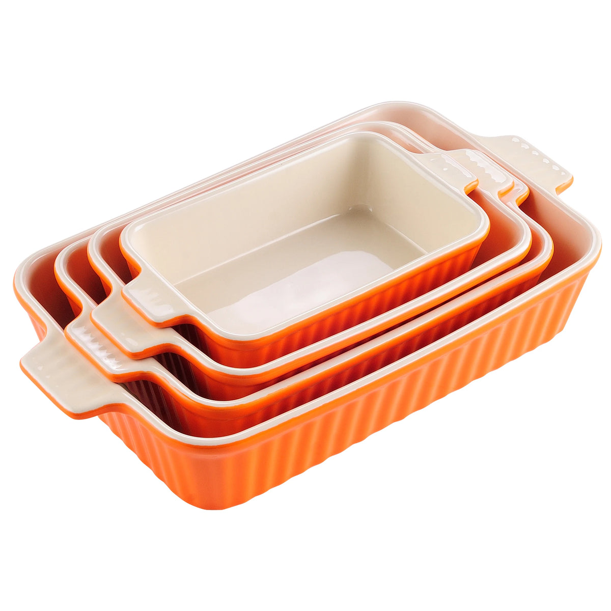 MALACASA Ceramic Baking Dish Set With Handles For Casseroles and Pies