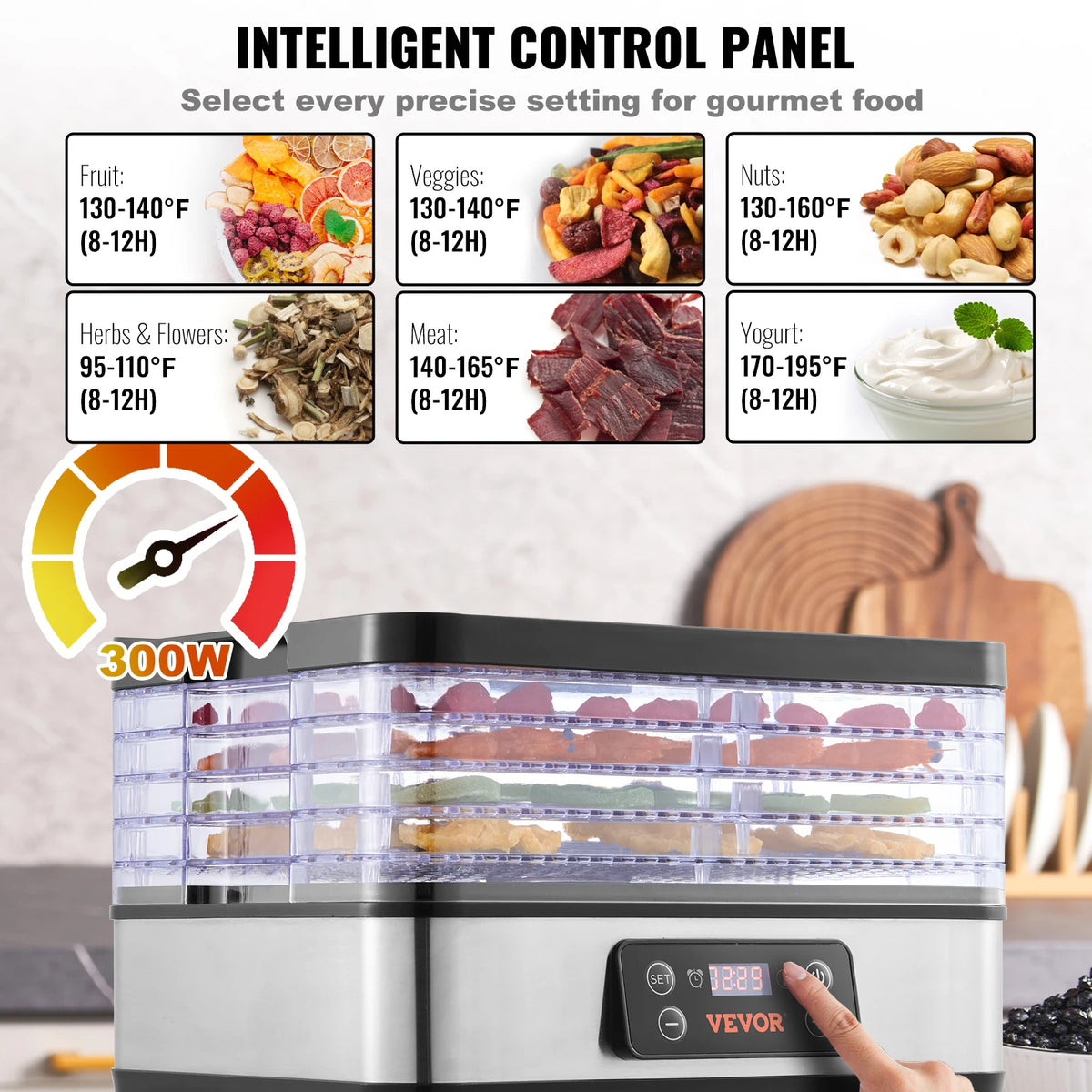 VEVOR Food Dehydrator With Digital Timer And Temperature Control