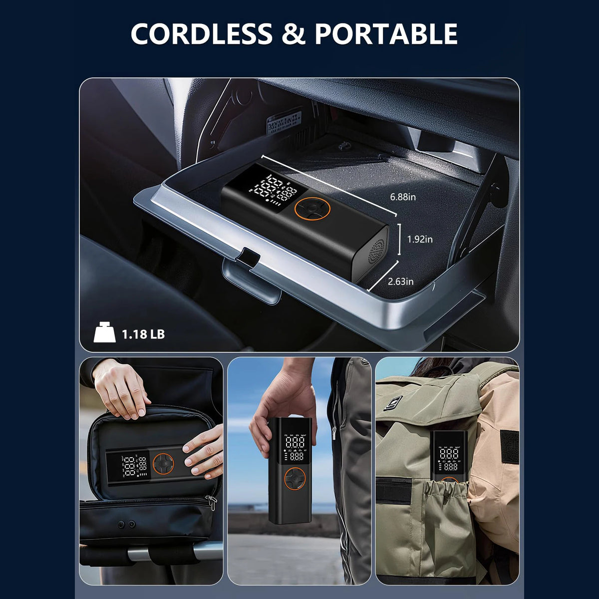 Portable Tire Inflator Air Compressor With Digital Pressure Gauge