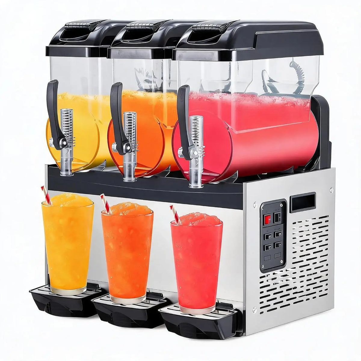 Tacleekii Commercial Slushy Machine With Dual Tanks And Temperature Control