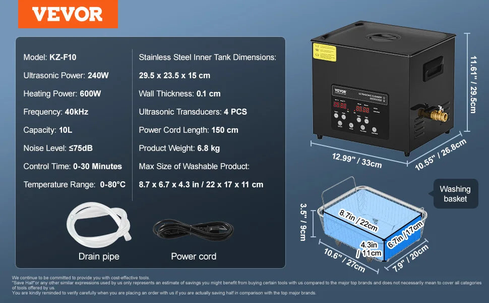 SucceBuy Ultrasonic Cleaner for Dishes and Household Cleaning