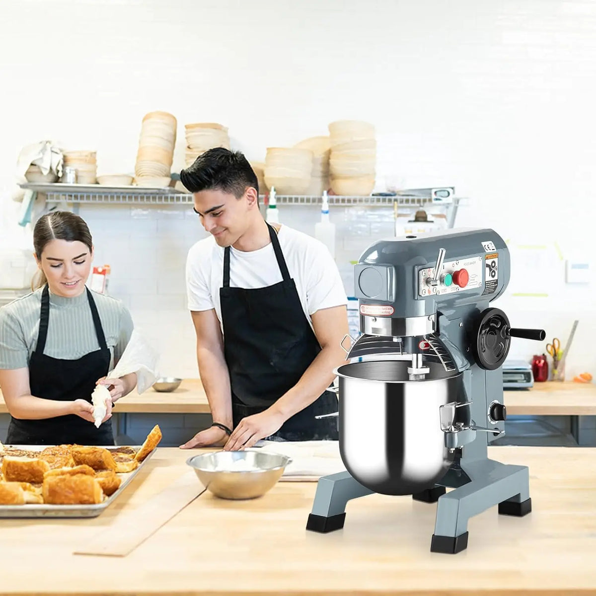 Tacleekii Commercial Stand Mixer With Dough Hook for Bakery Kitchens